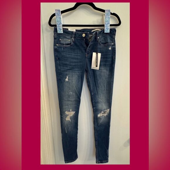 NEW Zara Premium Denim - Dark Blue Distressed Jeans. Purchased in Europe - Picture 1 of 4